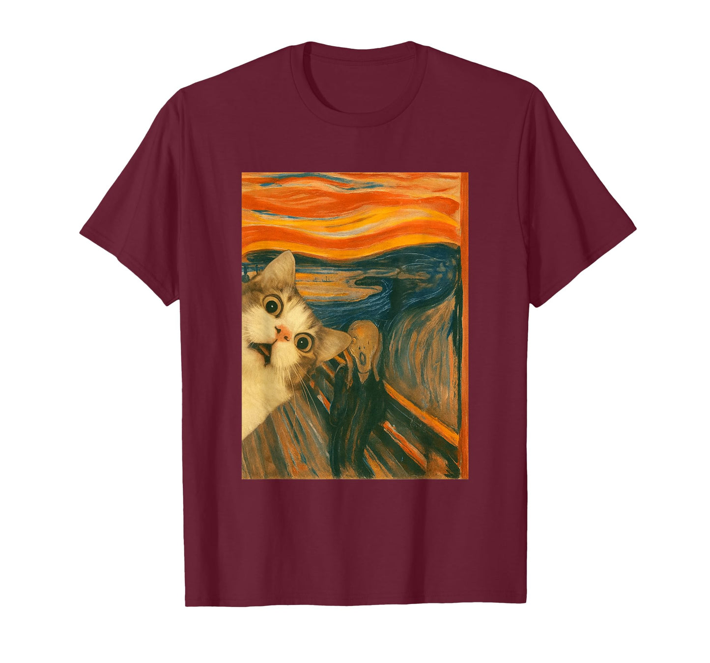 Funny Cat The Scream Art Parody Meme Feline Reaction T-Shirt