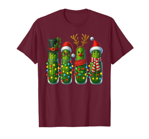 Christmas Pun Pickle Lights Funny Vegetable Holiday Family T-Shirt
