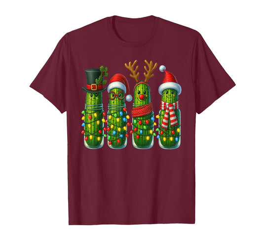 Christmas Pun Pickle Lights Funny Vegetable Holiday Family T-Shirt