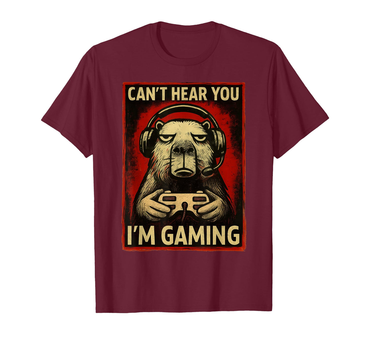 Funny Capybara Gamer Graphic Tee Men Boys Teens Video Gaming T-Shirt