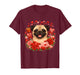 Cute Pug Valentine Day Hearts Roses T-Shirt