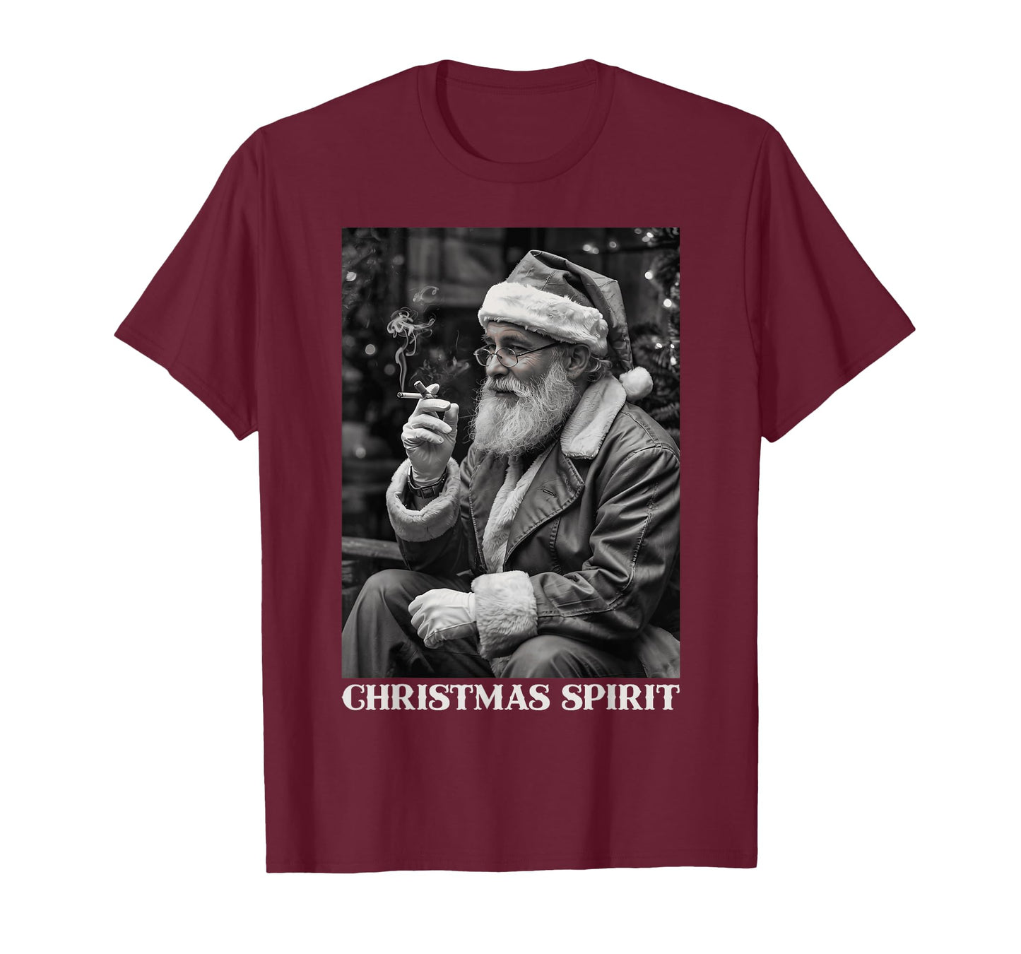 Retro Style Santa Claus Smoking Cigarette Christmas Spirit T-Shirt