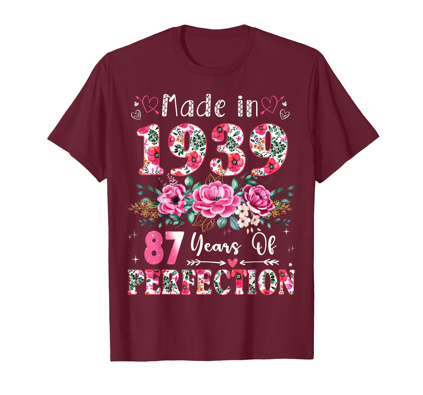 87 Year Old Made in 1939 Floral 87th Birthday Women T-Shirt