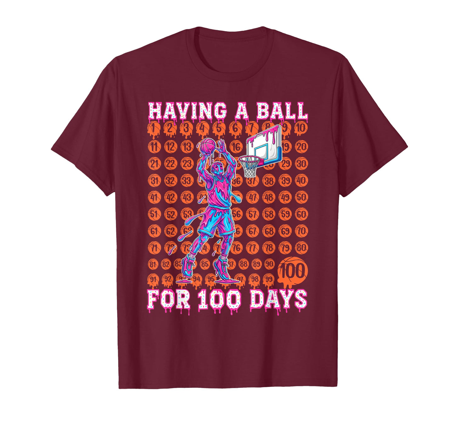 100 Days of School Boys Kids 100th Day Balls Basketball T-Shirt