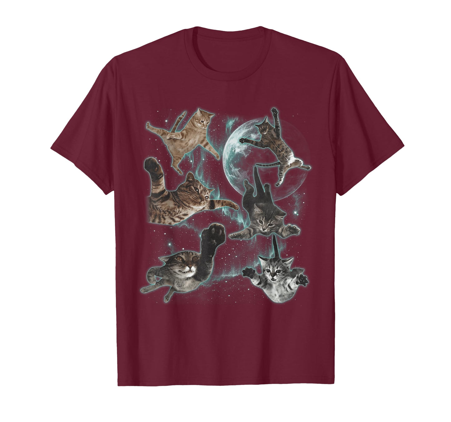 Cats Flying in Galaxy Vintage 90s Funny Galaxy Cat in Space T-Shirt