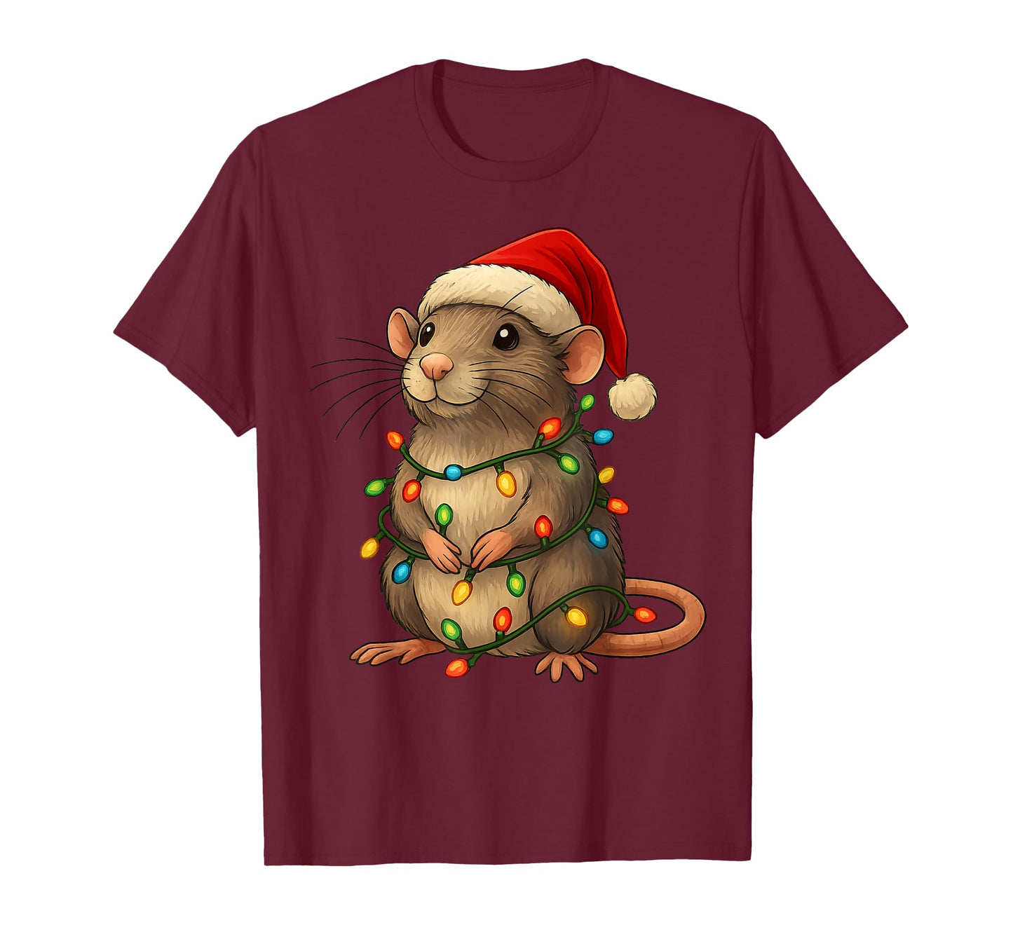 Rat Christmas Pajama Funny Xmas Lights Animals Lover Women T-Shirt