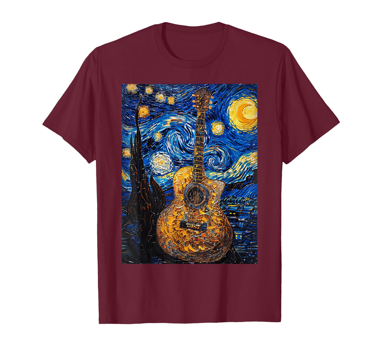 Acoustic Guitar Van Gogh Starry Night T-Shirt