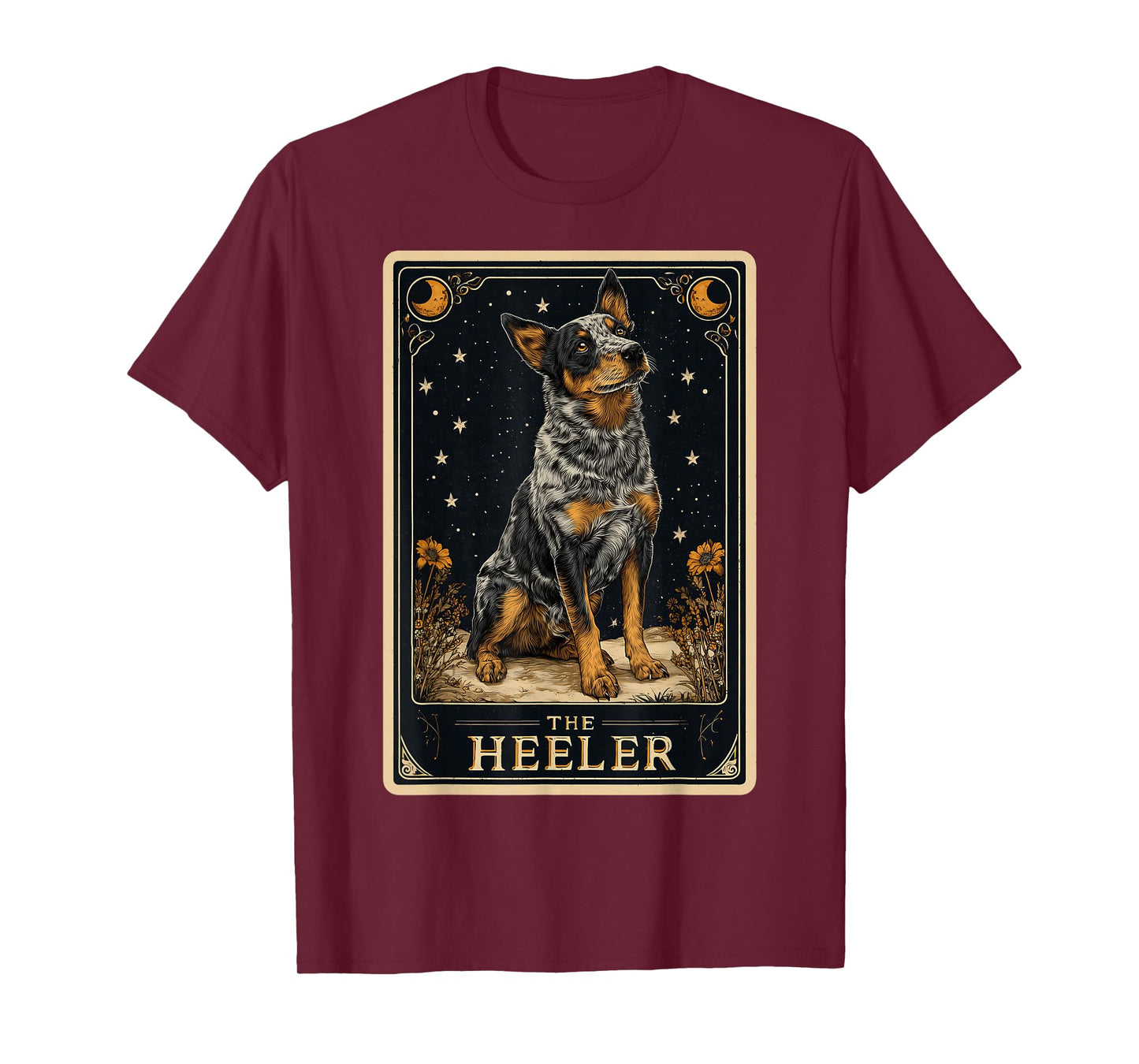 The Heeler Australian Cattle Dog Tarot Card Witchy Moon T-Shirt