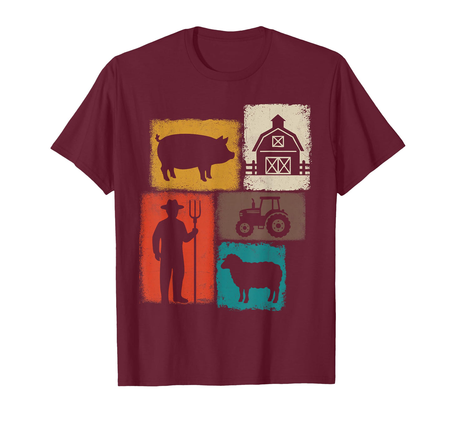 Farmer Vintage Collage Farming Rancher Cowboy Farm Owner T-Shirt