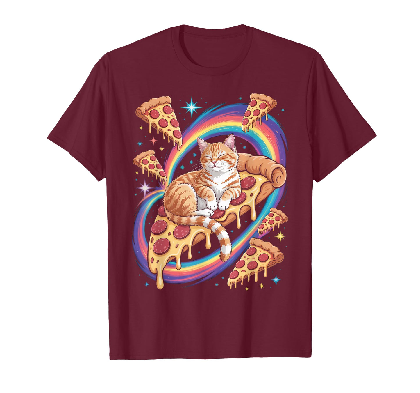 Kawaii Cat Space Planets Alien Pizza Space Cat Astronaut T-Shirt