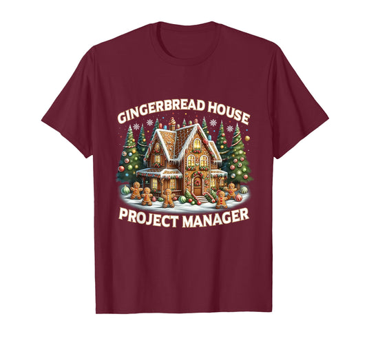 Gingerbread House Project Manager Funny Christmas T-Shirt