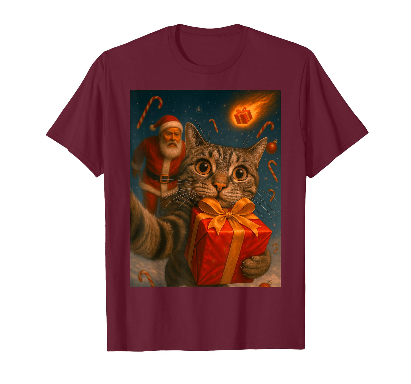Christmas Cat Shirt - Funny Kitten & Santa T-Shirt