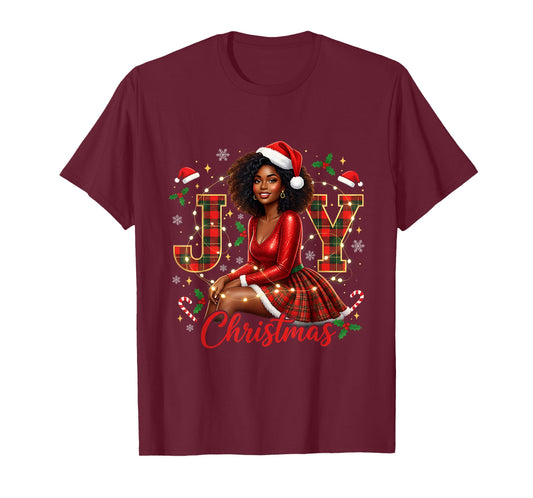 Melanin Afro Sleigh Queen Christmas African American T-Shirt