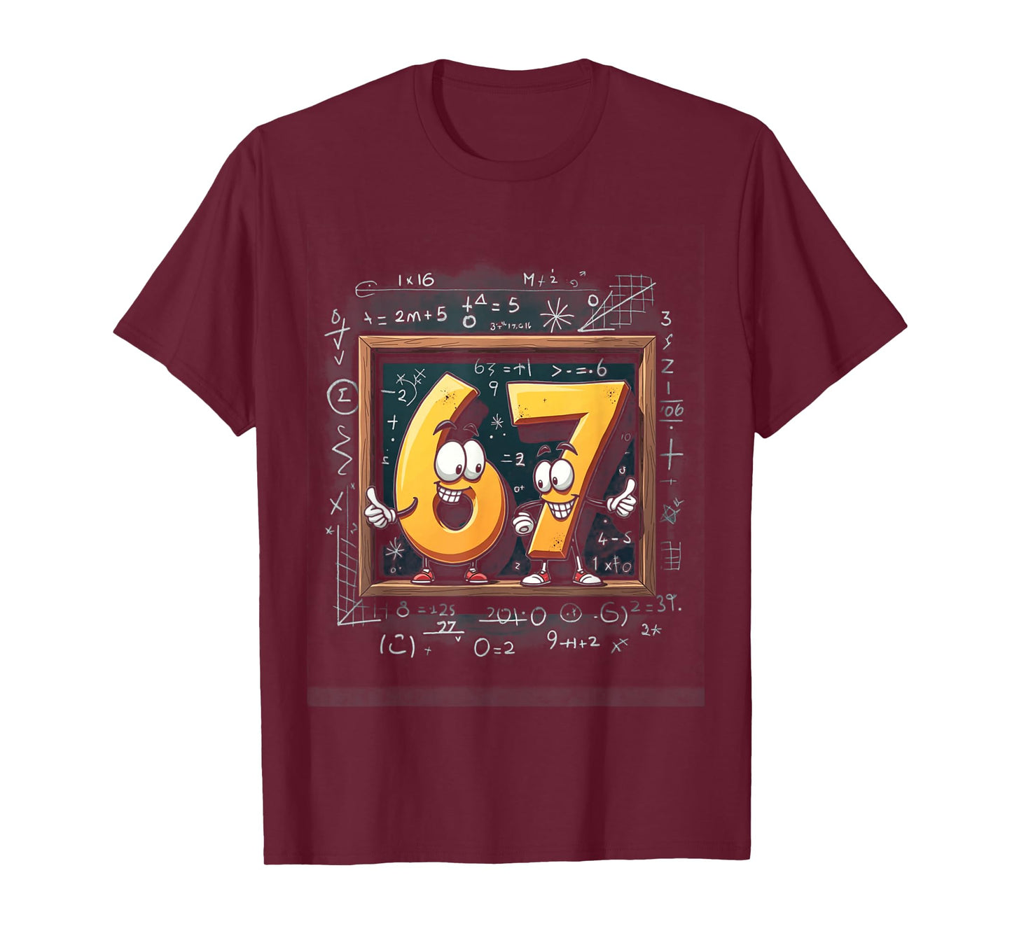 Six Seven Math Meme 67 Chalkboard Cartoon Classroom Humor T-Shirt