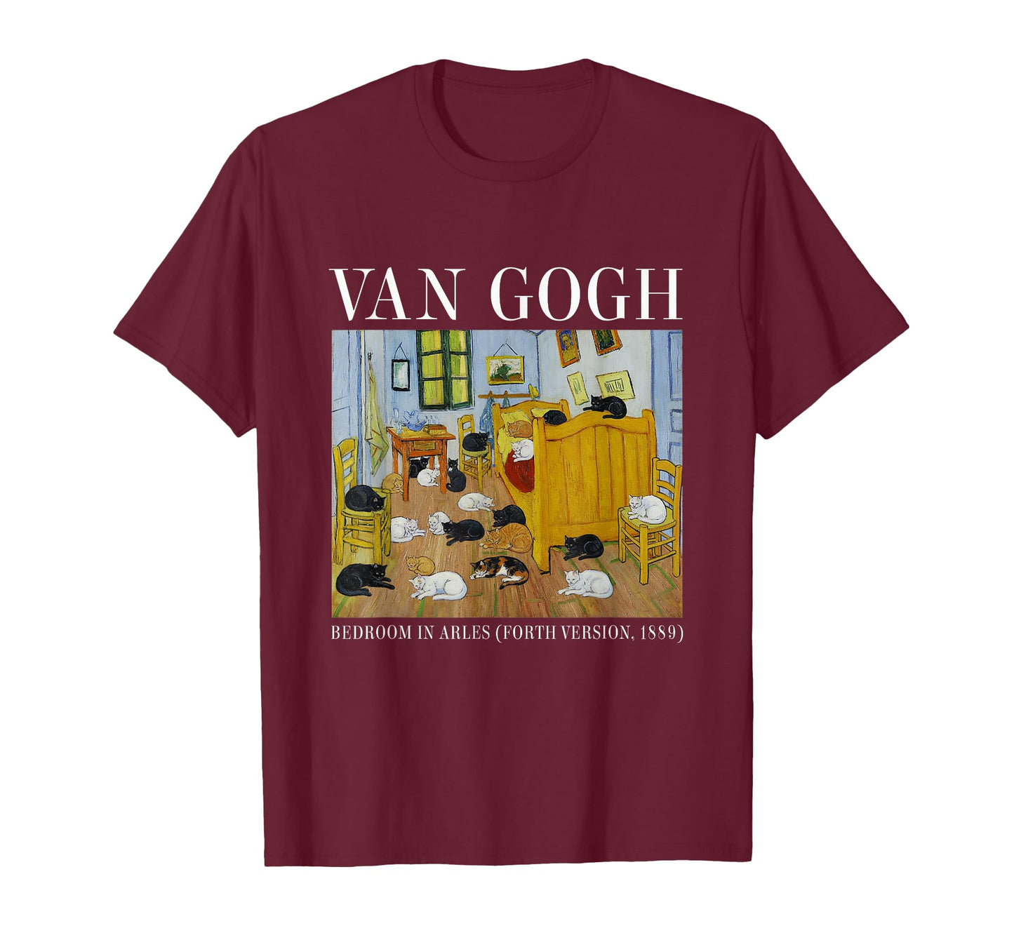 Bedroom Van Gogh Cats Funny Cat Art Paintings T-Shirt