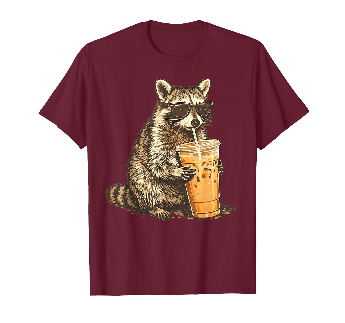 Raccoon Drinking Iced Coffee T-Shirt