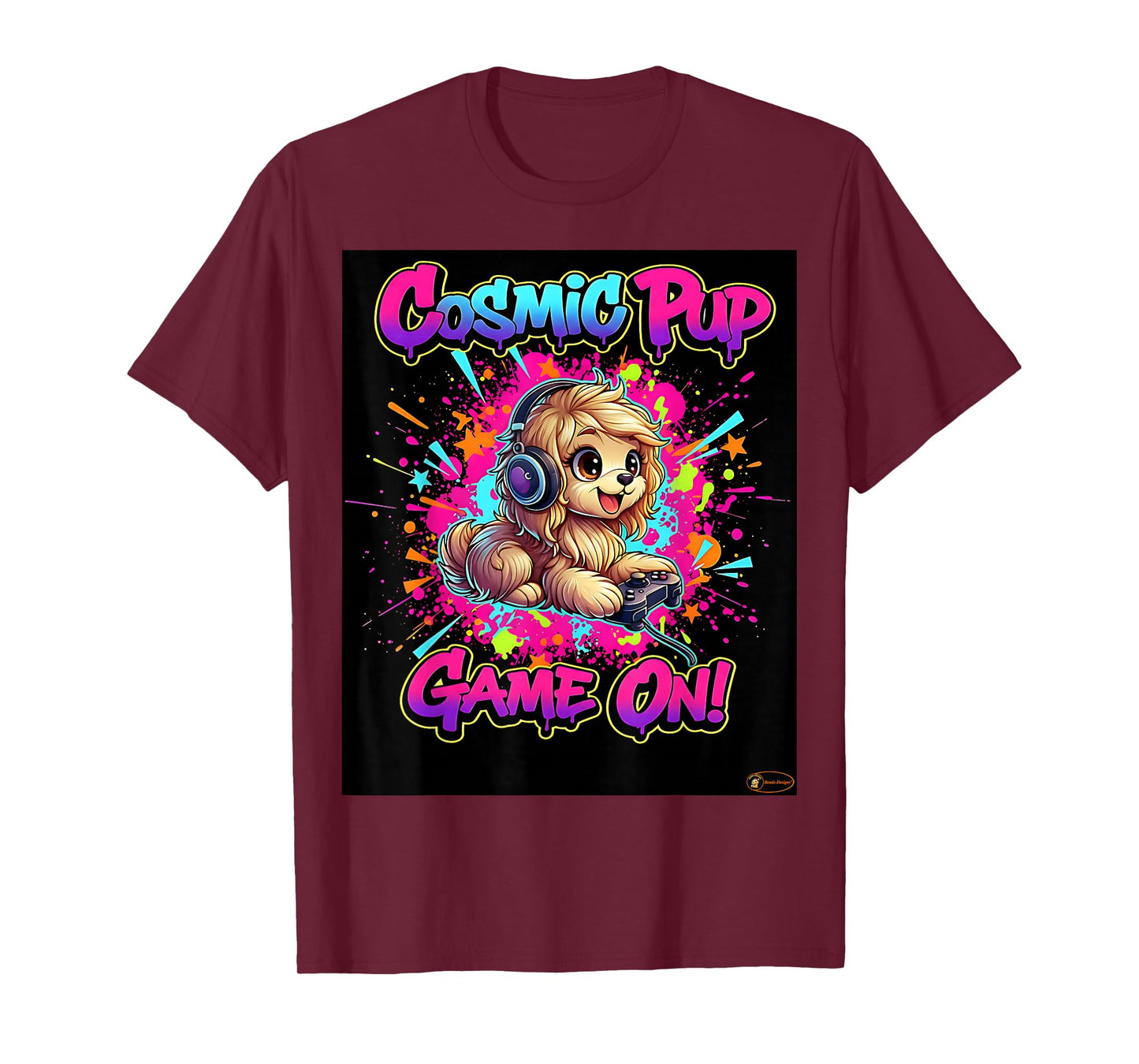 Cosmic Pup Game On - Cute Dog Gamer Design T-Shirt