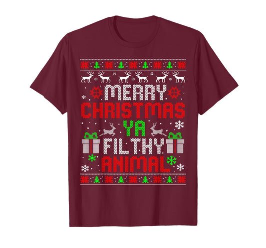 Merry Christmas Animal Filthy Xmas Ugly Ya Family Pajama T-Shirt