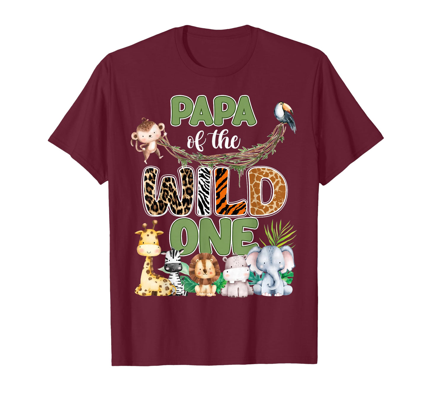 Papa of The Wild One 1St Birthday Family Safari Jungle T-Shirt