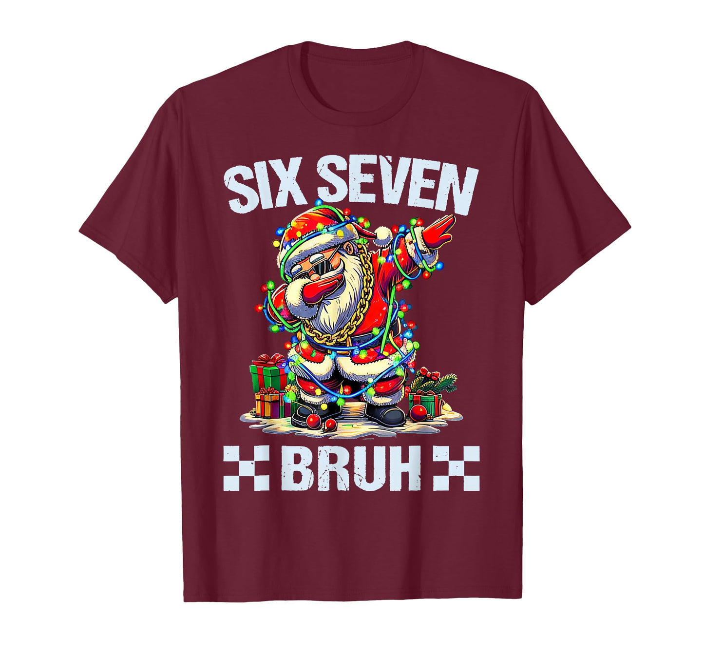 Funny Dabbing Santa Six Seven Bruh Christmas 67 Meme T-Shirt