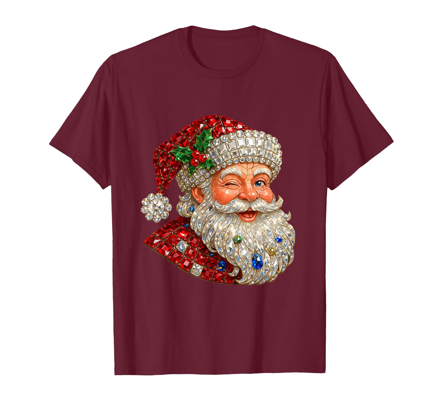 Pink Sparkle Santa Christmas Aesthetic Design T-Shirt
