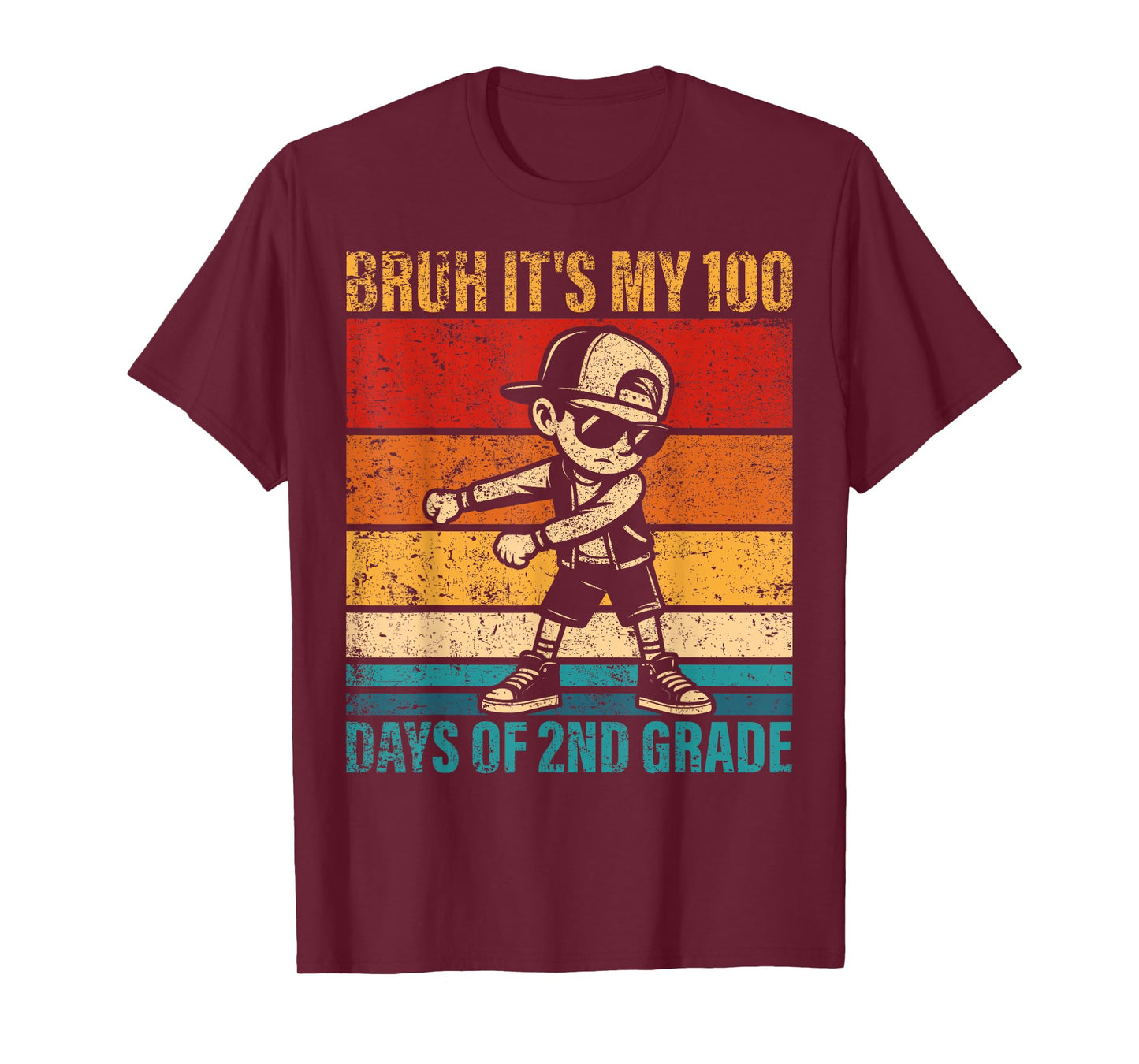 Bruh It's My 100 Days of 2nd Grade Flossing Boy Student T-Shirt