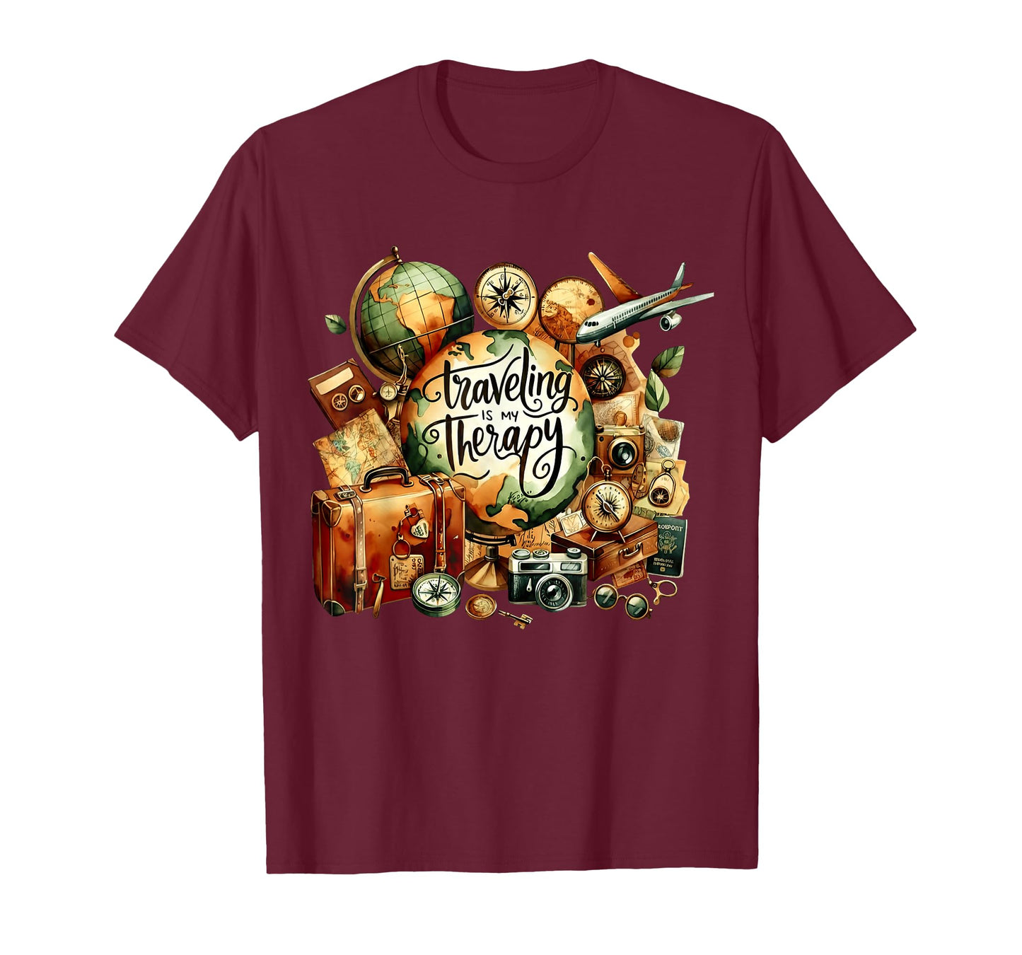 Traveling is My Therapy Minimalist Adventure Lover T-Shirt