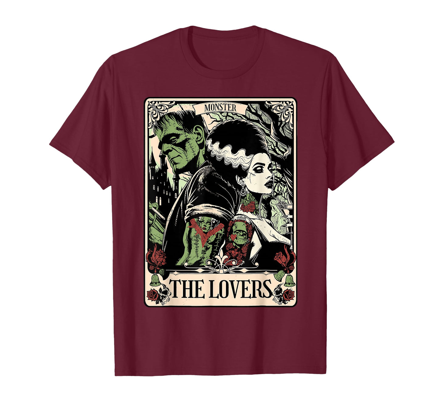 Halloween The Monster and Bride The Lovers Tarot Card T-Shirt