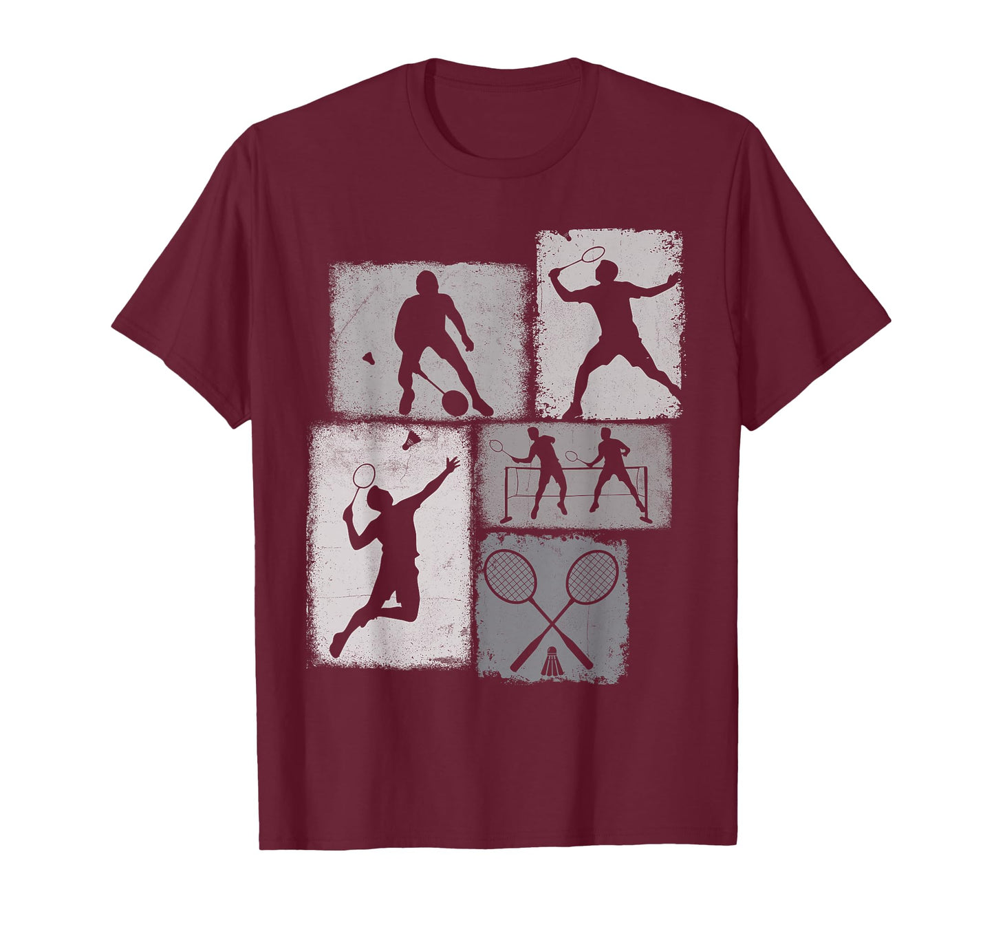Badminton Player Collage Men Kids Coach Youth Boys T-Shirt