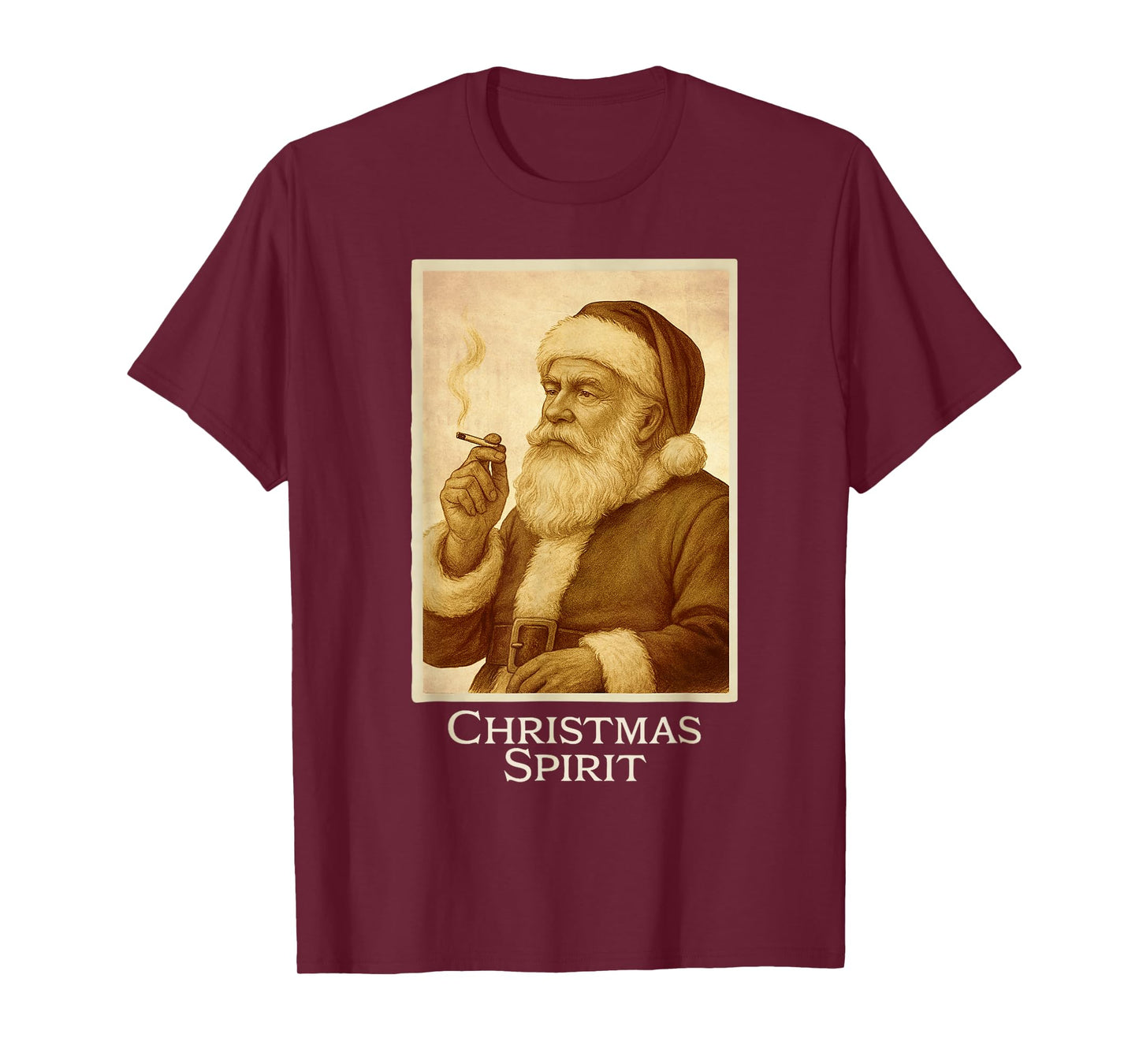 Vintage Funny Smoking Santa Claus Christmas Spirit Christmas T-Shirt