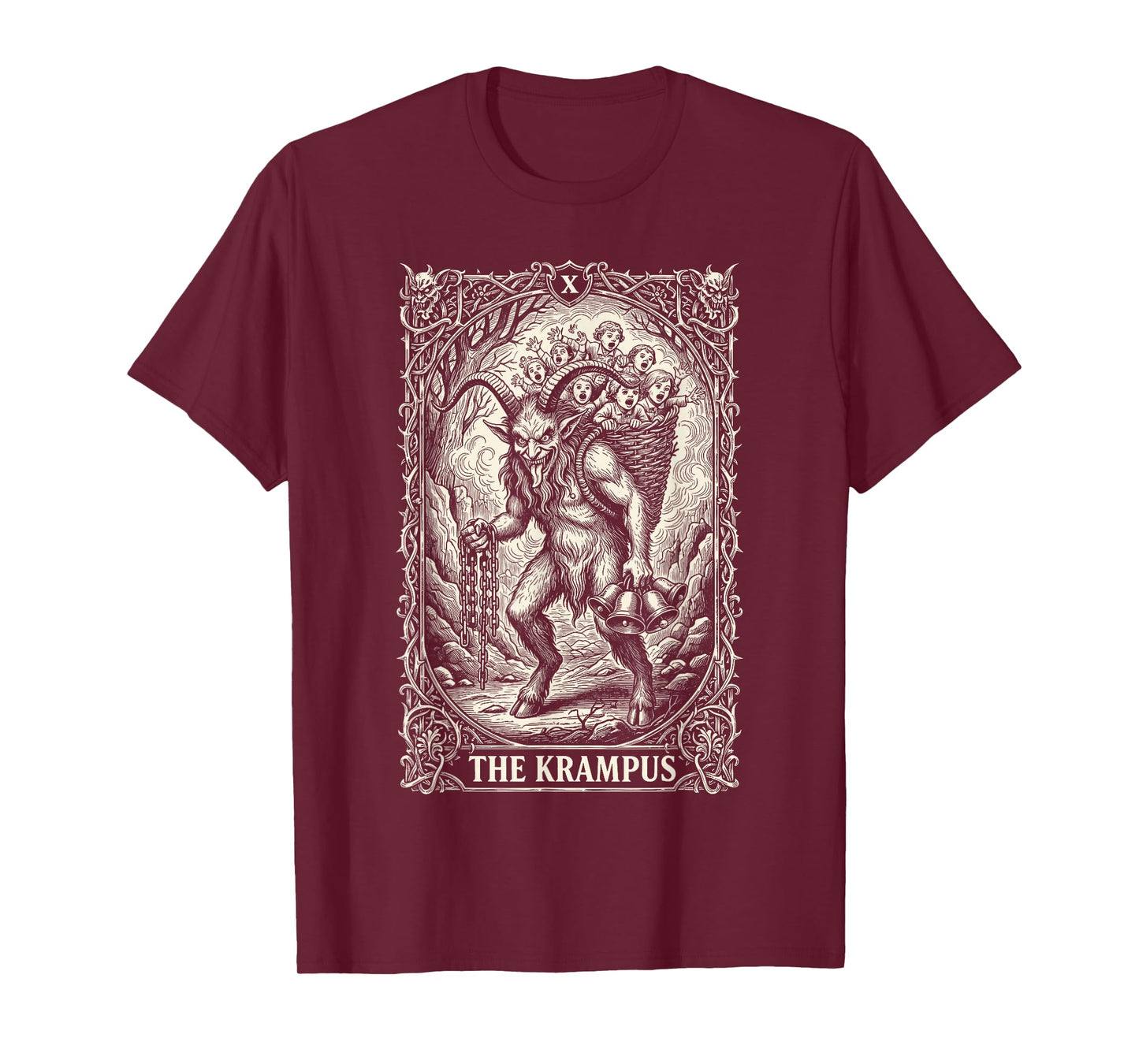 The Krampus Tarot Card Goth Witchy Black Pajamas Christmas T-Shirt