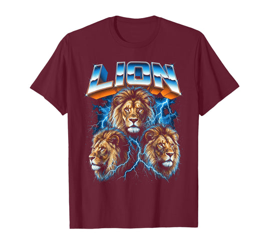 Lion Vintage 80s Retro Funny Africa Lion 90's Men Women T-Shirt