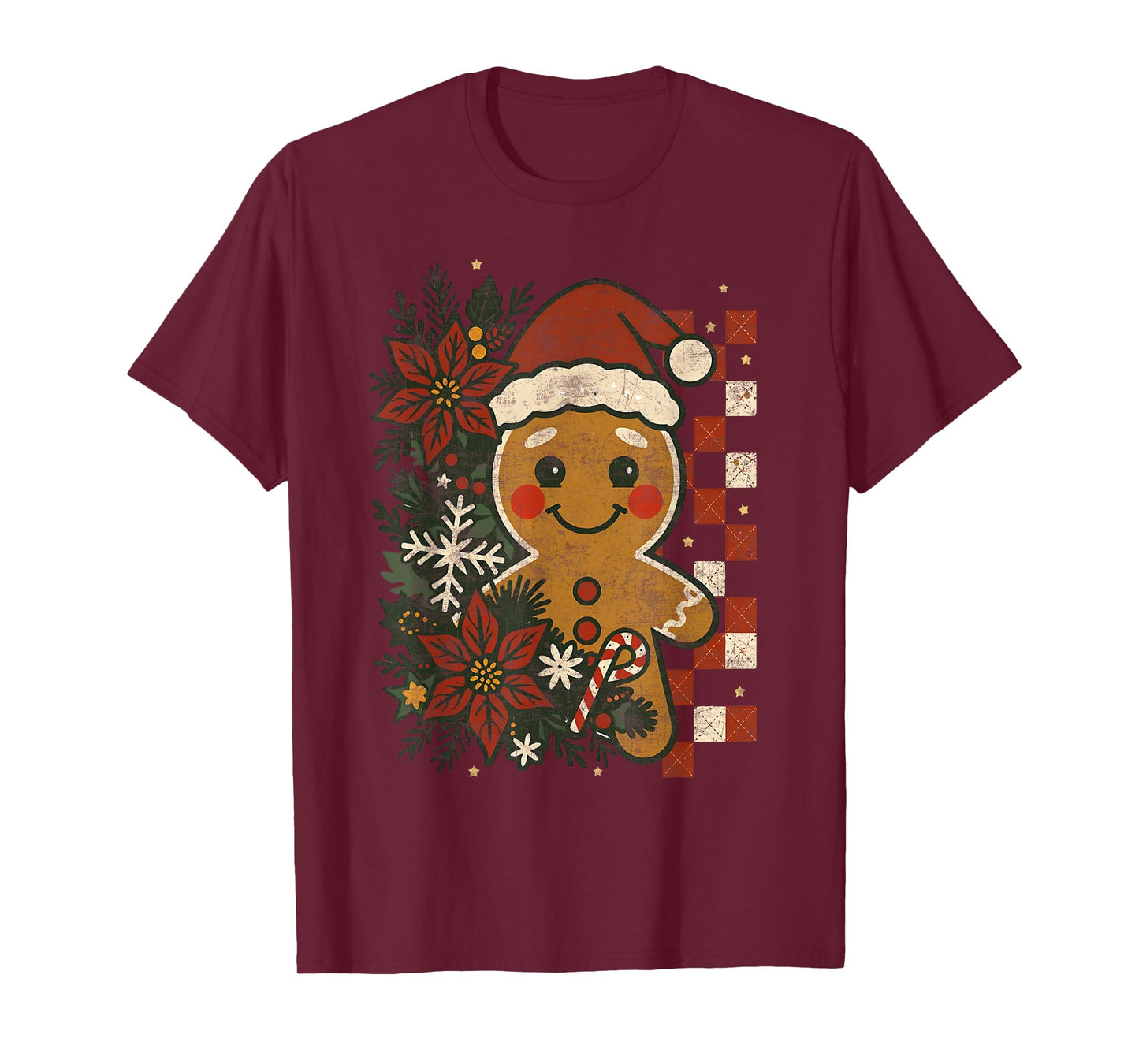 Cute Retro Gingerbread Christmas Pajamas Cookies Candy Cane T-Shirt
