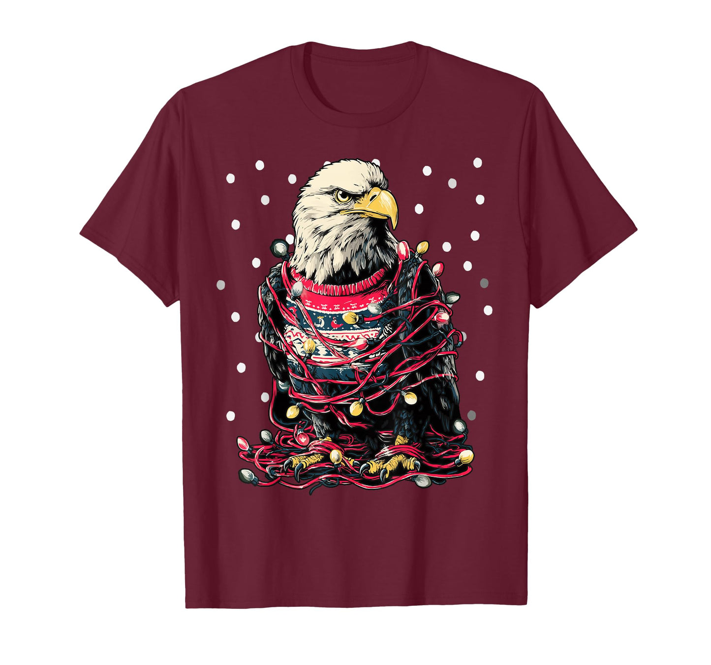 Cute Eagle with Christmas Lights Snow Animal Snowy Winter T-Shirt