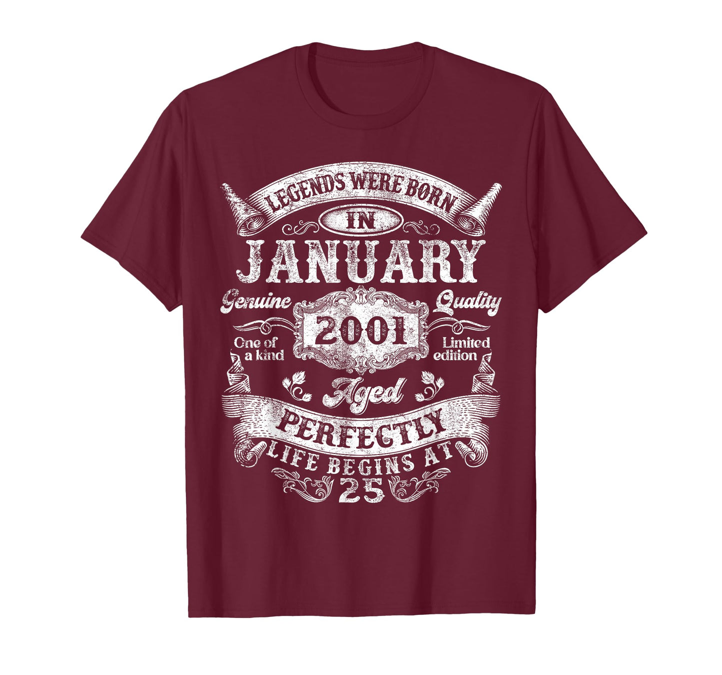 Legends were Born in January 2001 Vintage 25th Birthday Men T-Shirt