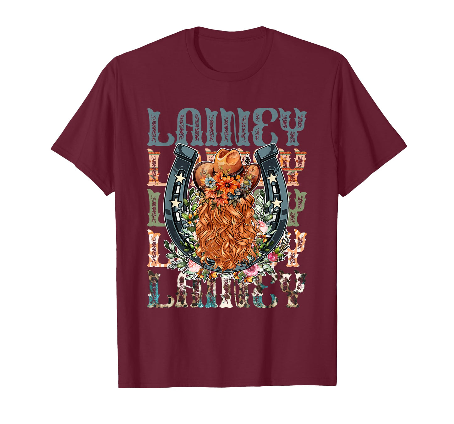 Girl Lainey Name Personalized Name Cowgirl Women Girl Kids T-Shirt
