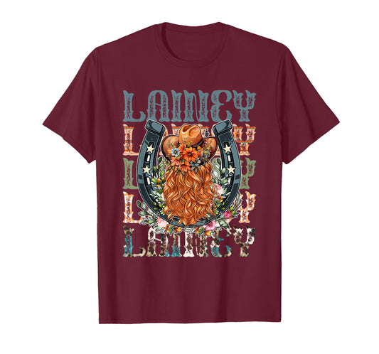 Girl Lainey Name Personalized Name Cowgirl Women Girl Kids T-Shirt