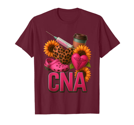 CNA Certified Nursing Assistant Sunflower Women Nurse Work T-Shirt