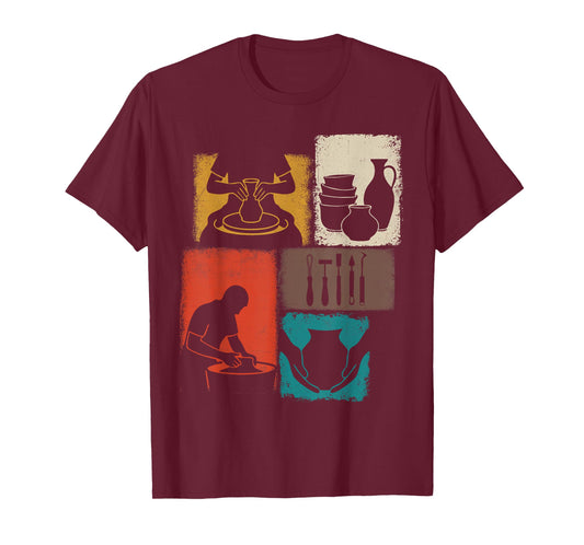 Pottery Vintage Collage Ceramist Artist Ceramica Lover T-Shirt