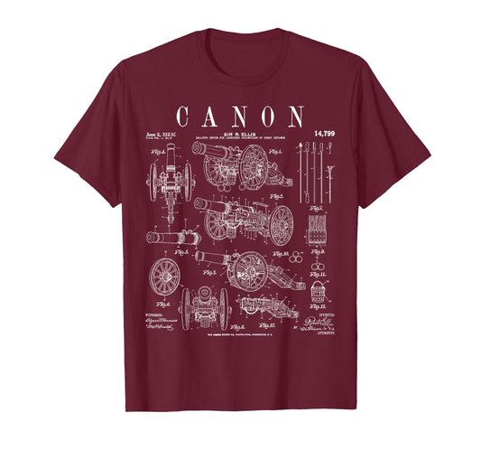 Canon Medieval Ancient Ballistic Device Funny Vintage Patent T-Shirt