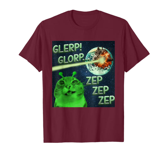 Glerp Glorp Funny Alien Cat Gen Z Alpha Kitten Meme T-Shirt