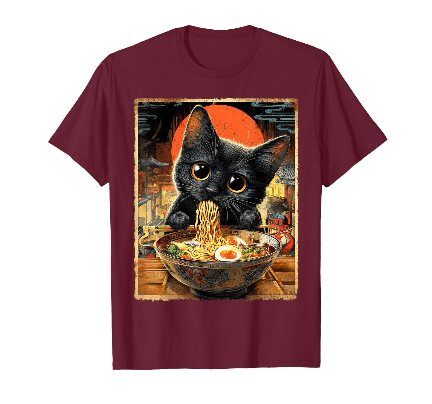 Funny Ramen Cat Noodle Lovers Anime Otaku T-Shirt