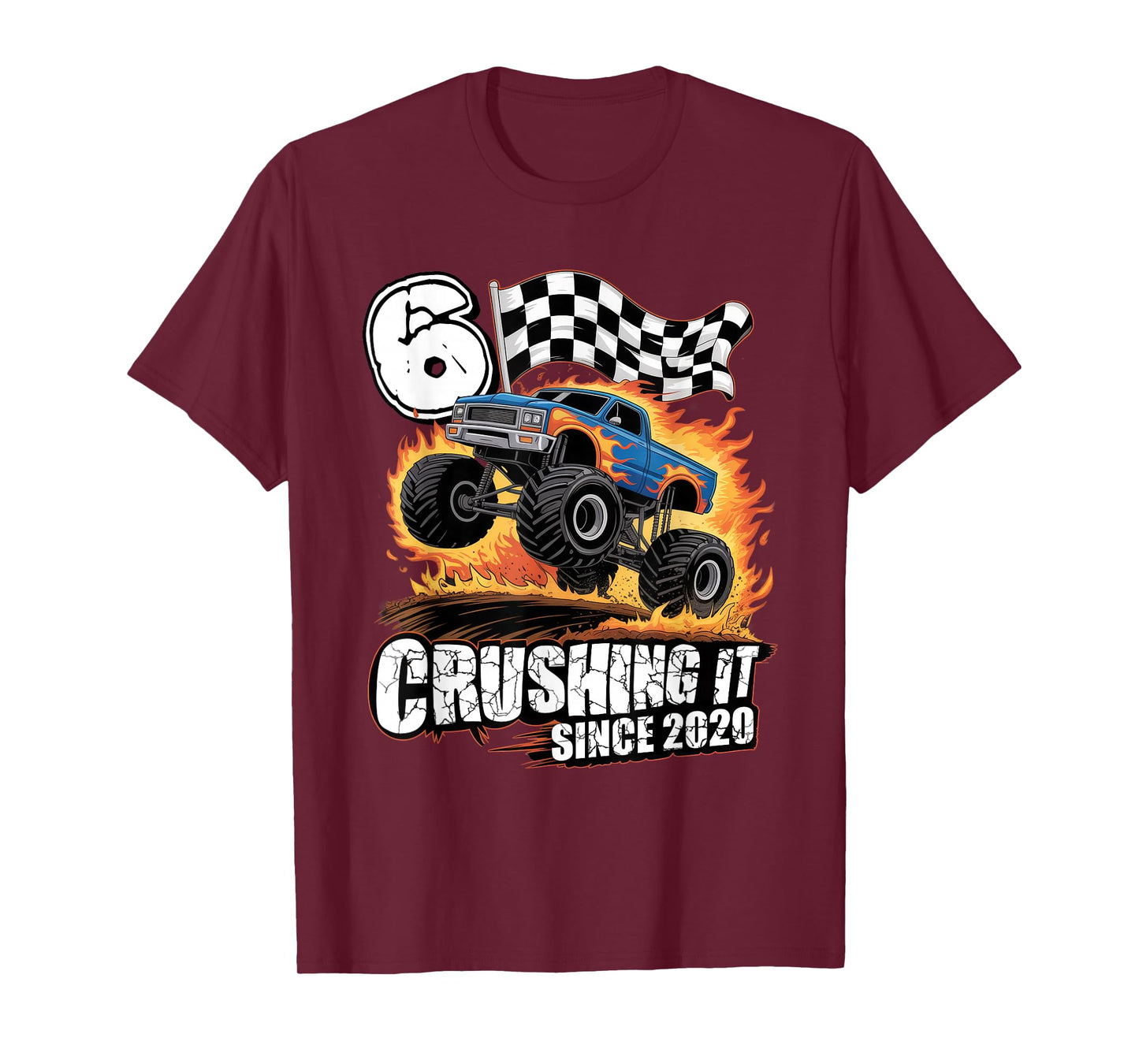 Birthday Monster Truck 6 Year Old Boys 6th Party Born 2020 T-Shirt