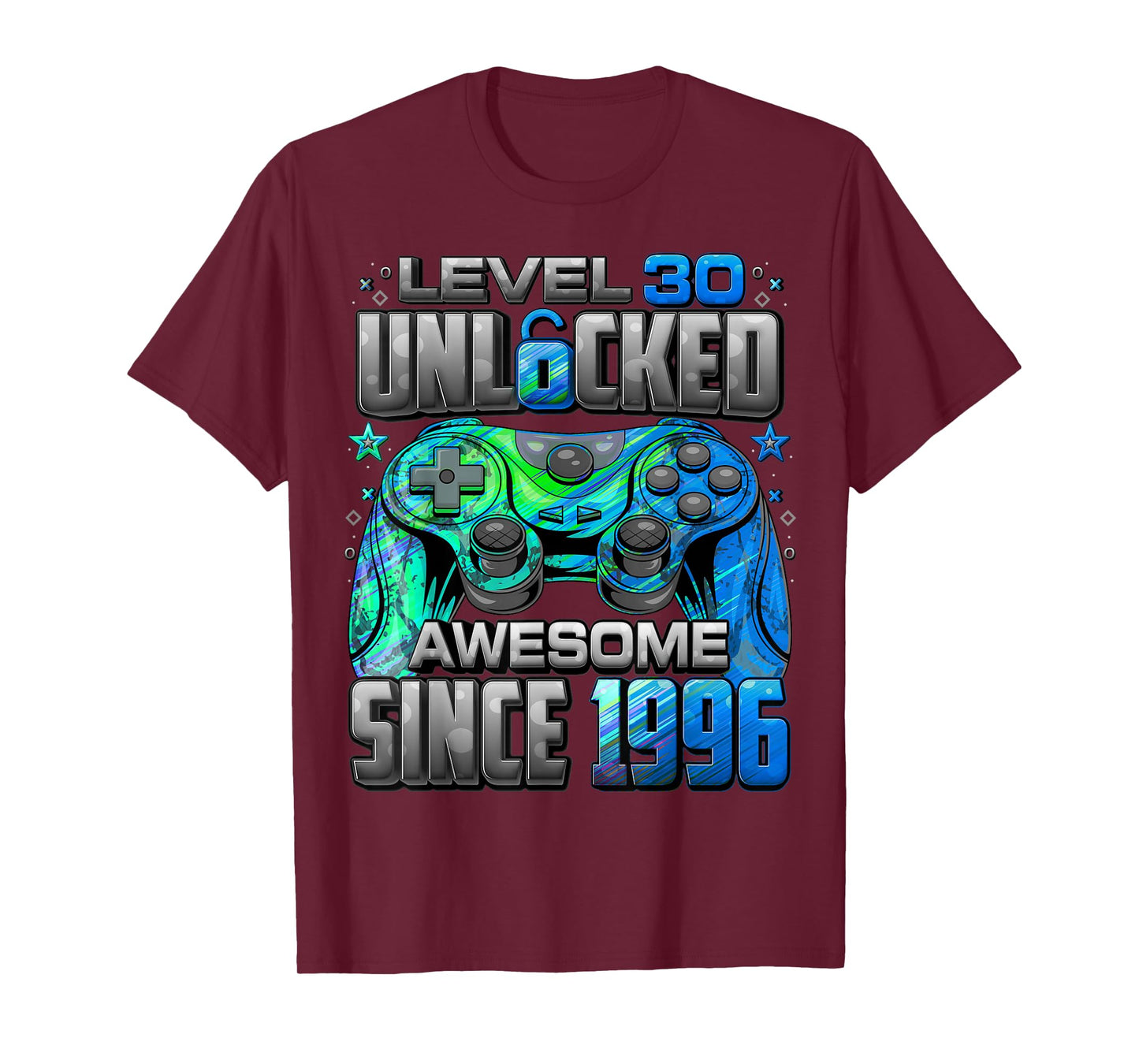 Level 30 Unlocked Awesome Since 1996 30th Birthday Gaming T-Shirt