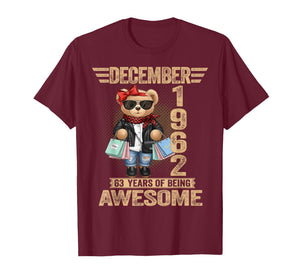 63 Year Old December 1962 Teddy Bear 63rd Birthday Women T-Shirt