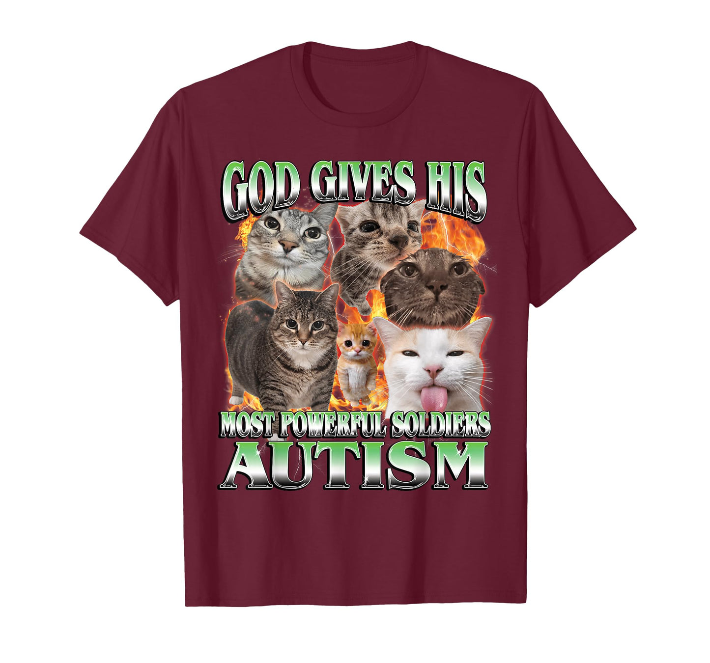 God Gives His Most Powerful Autism Funny Cat Meme Bootleg T-Shirt