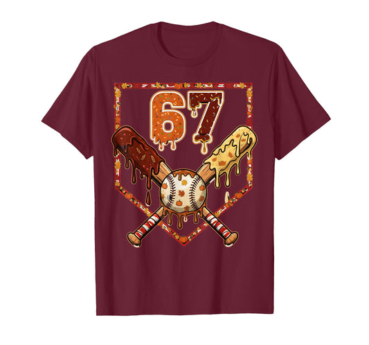 67 Baseball Thanksgiving Fall Funny Meme for Players T-Shirt