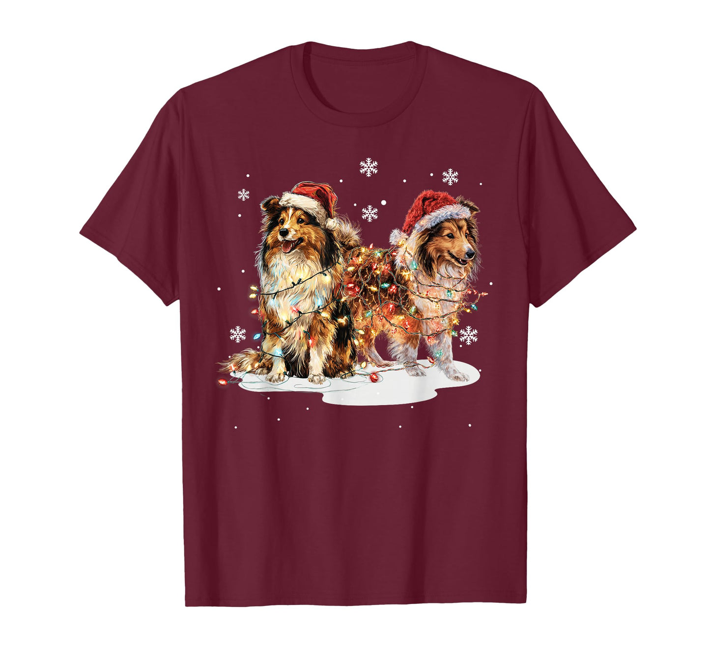 Cute Shetland Sheepdog Dog Christmas Lights Xmas Holidays T-Shirt