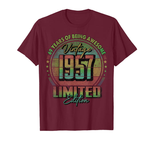 Vintage 1957 Limited Edition Shirt 69 Year Old 69th Birthday T-Shirt