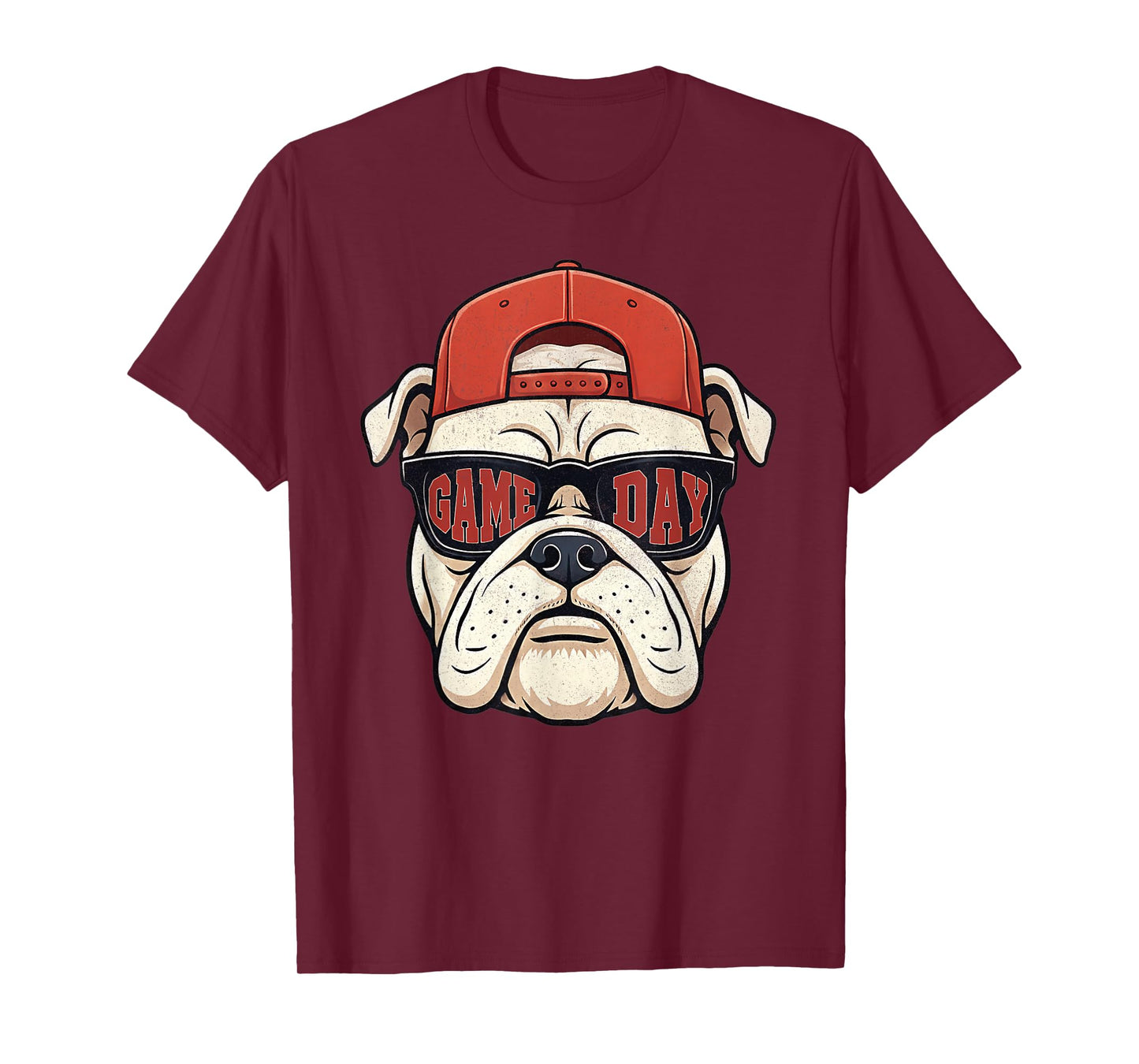 Bulldog Animal Graphic with Cap and Sunglasses T-Shirt